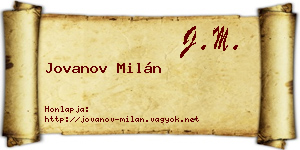 Jovanov Milán névjegykártya